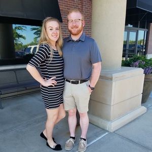 Quarter sleeve striped black and white dress